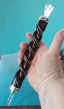 ROSEWOOD WAND,10" Wood Wand with Copper Rod,Crystal Angel and Point,Crystal Wand