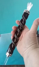 ROSEWOOD WAND,10" Wood Wand with Copper Rod,Crystal Angel and Point,Crystal Wand