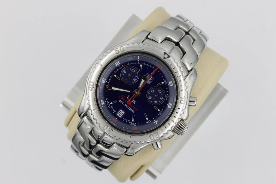 Reloj cronógrafo Tag Heuer CT1115.BA0551 para hombre serie Link Searacer azul plateado Foto 4 de 4