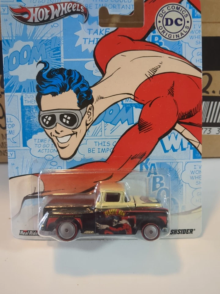 Pastilla Flashsider Hot Wheels Pop Culture DC Comics Plastic Man '56 con pilotos reales Foto 2 de 4