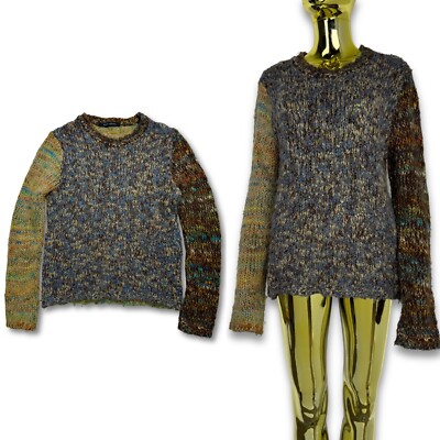 Hans Ubbink Chunky Knit Color Block Distressed Sweater Pullover Size S