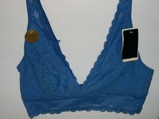 WACOAL Halo Lace Bra Wireless Lined Bralette Blue Convertible 811205 Size 38 NWT