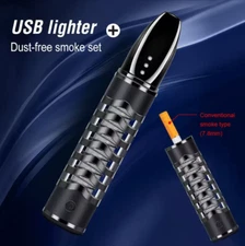 Mini Ashtray Cigarette Holder With USB Tungsten Coil Lighter Portable Ash Collec