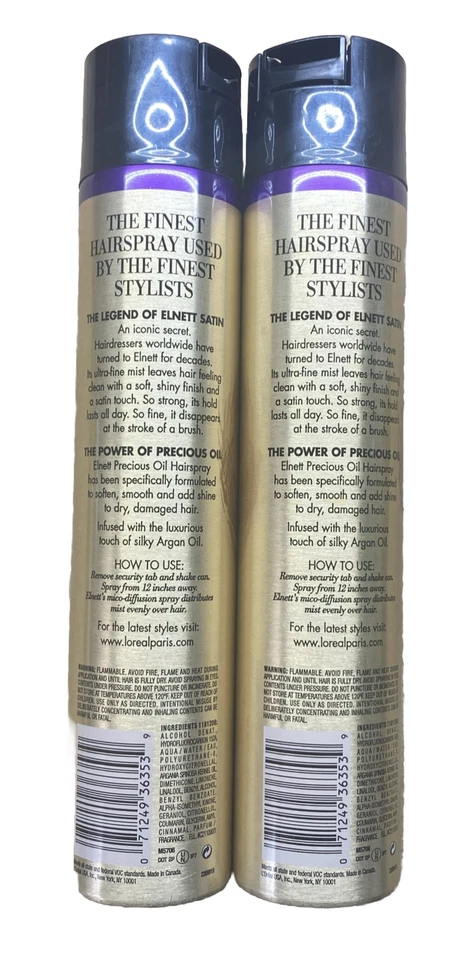 L'Oreal Elnett Satin Extra Strong Hold Hairspray 11 Oz Humidity Resistant 2 Pack - Image 2 of 2