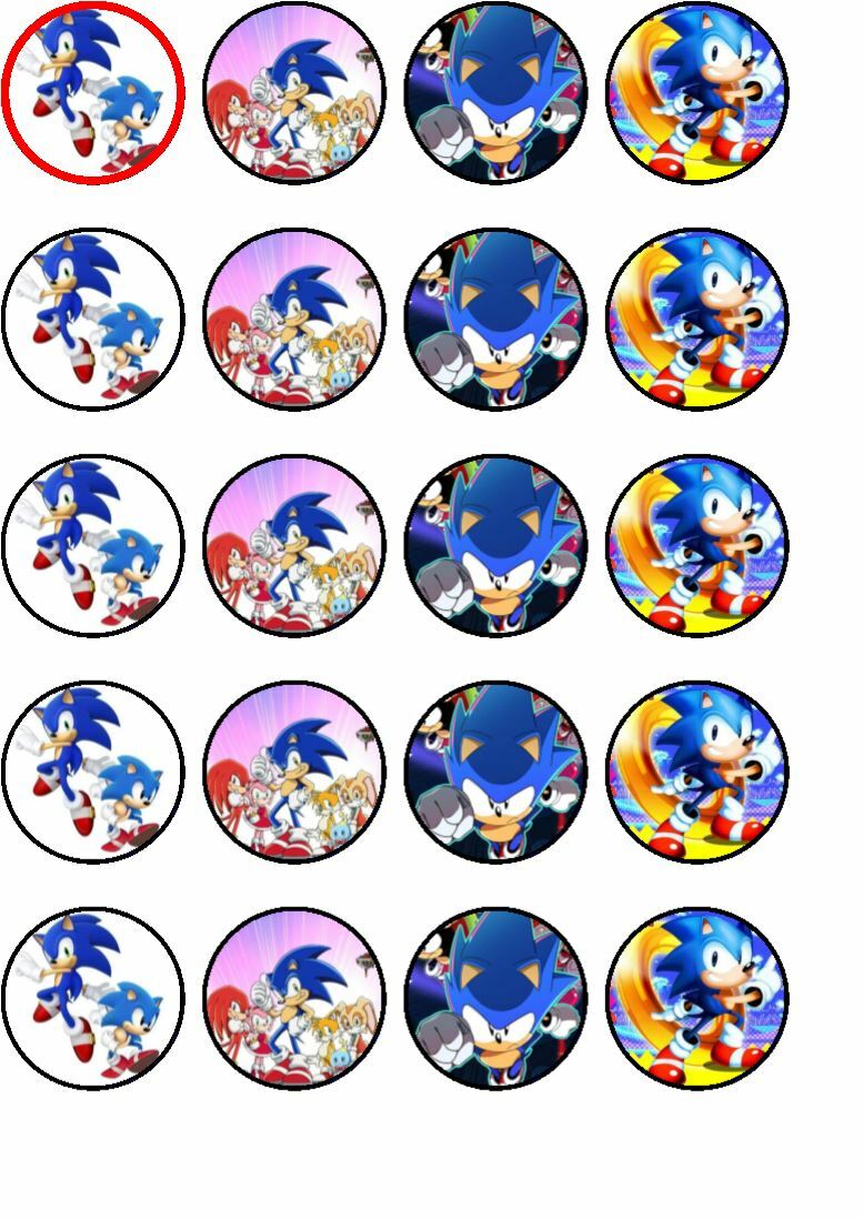 24 Sonic hedgehog edible rice paper cup cake toppers, | eBay