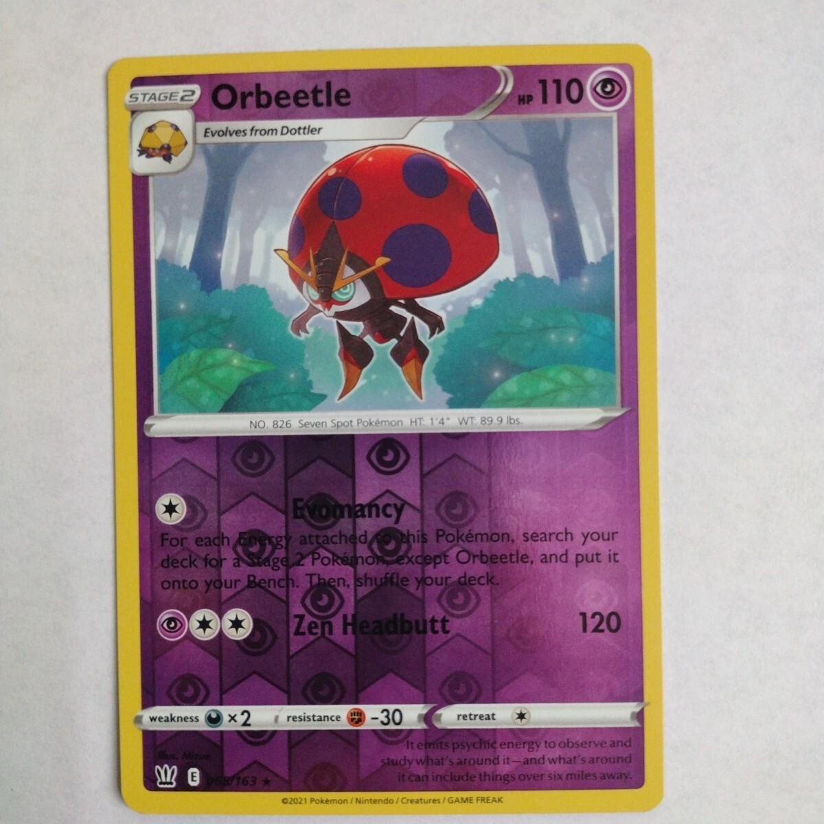 Pokemon Battle Styles Reverse Holo Orbeetle Card 65/163 - Same Day Shipping!