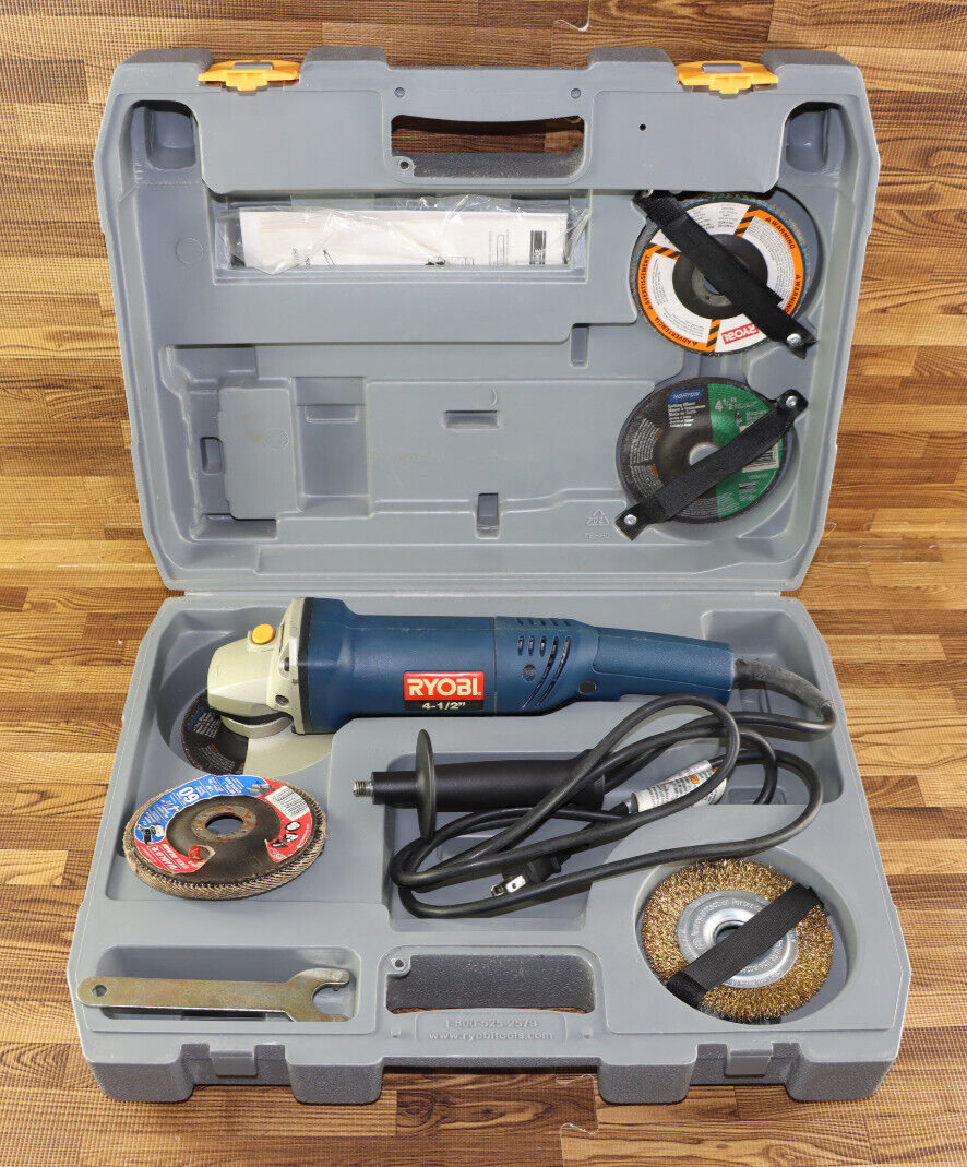 RYOBI AG451 in Corded Angle Grinder With Extras Case