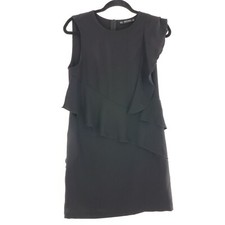 Zara Basic Black Ruffle Sleeveless Bodycon Dress Womens S Witchy Feminine Event