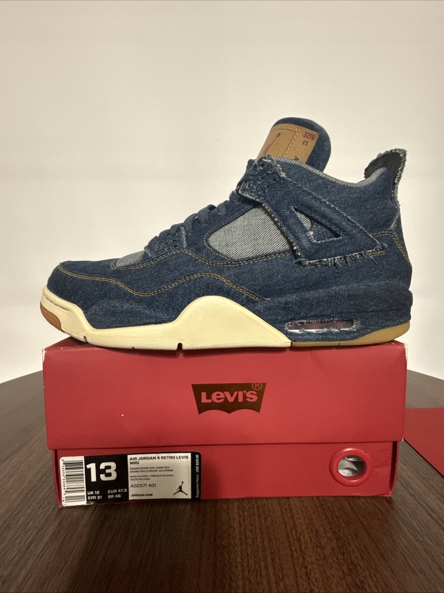 Levi's x Nike Air Jordan 4 Retro Denim Mens Size 13 Blue Sneakers