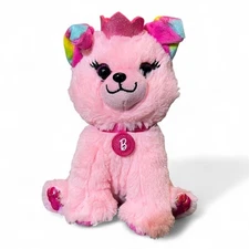 2021 Barbie Pink Puppy Plush Dog Just Play Mattel Crown Rainbow Ears Toy