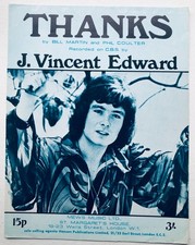 THANKS - J. Vincent Edward / Edwards - 1969 UK sheet music - Phil Coulter