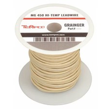 Tempco Ldwr-1041 High Temp Lead Wire, Mg, 18 Awg, Natural, 250 Ft