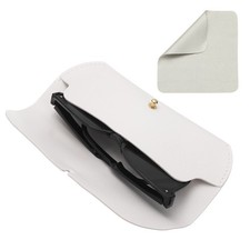 7.1" x 1.2" x 2.9" Leather Eyeglass Cases with Cleaning Cloth White 