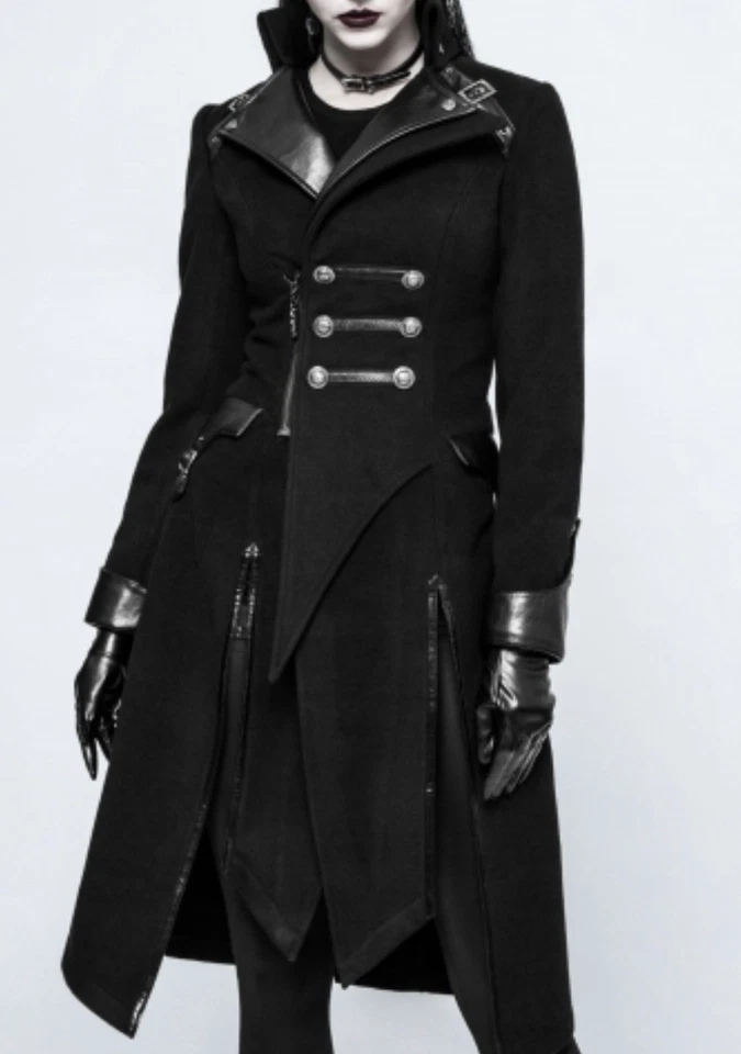 Nuevo con etiquetas Abrigo Chaqueta Negro Steampunk Steampunk Gótico Metal Militar Nuevo PUNK RAVE Med. Foto 3 de 4