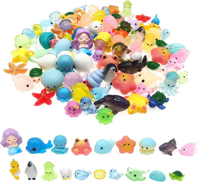 Ocean Mini Resin Animals Variety Pack Figurines 100 Pcs Tiny Plastic Animals Sea