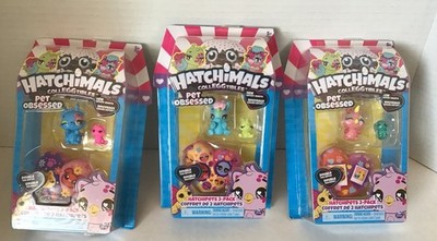 HATCHMALS COLLEGGTIBLES Pet Obsessed Hatchipet Lot of 3 Spin Master NEW GLITTER