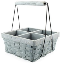 Gray Wood Basket Caddy, Rustic Farmhouse 4-Co...