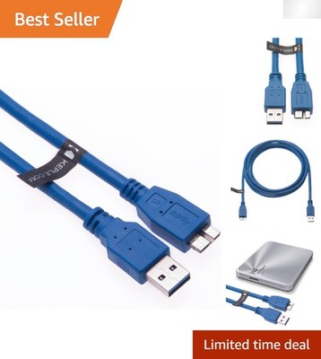 1.5ft USB 3.0 Micro-B Cable - High-Speed Male-to-Male Connector for Hard Drives