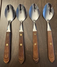 4 Washington Forge Town & Country Wood Handle Stainless Flatware Tablespoons 