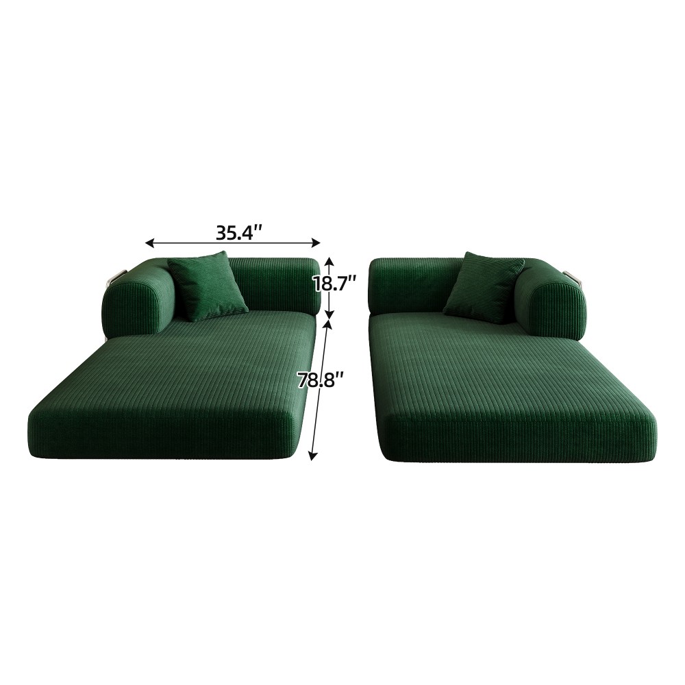 78.8" Compression Sofa Convertible Floor Sofa Bed Futon Couch Sleeper Bed Green