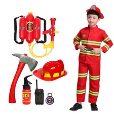 Halloween Kids Firefighter Uniform Children Sam Fireman Role Work Clothing Suit