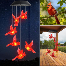 Cardinal LED Solar Wind Chime, 29" Mobile Outdoor Hanging Wind Chime for Home Ga