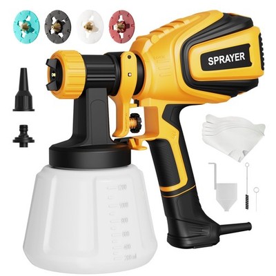 Paint Sprayer, 700W HVLP Spray Gun with Cleaning & Blowing Joints, 4 Nozzles ...