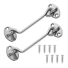2 Pack 6 Inch Gate Hook and Eye Latch Heavy Duty Privacy Cabin Hook Eye Latch...