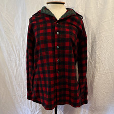 Vintage 70s Pendleton Field Shirt Mens L Red Plaid Virgin Wool USA Quilted