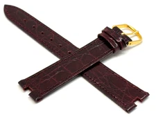 OEM Universal Geneve Crocodile Glossy Burgundy 17mm Watch Strap Generic Buckle