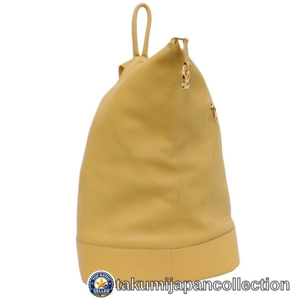 LOEWE Anton Leather Backpack Yellow Rucksack 44cm #M-3833