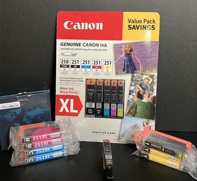 Canon 250XL 251XL Value Pack New Sealed! Plus xtra spare 251xl Ink Total of 13
