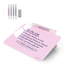 Small Desktop Glass Dry-Erase Whiteboard - 8 X 6 Inches Tabletop Easel Whiteb...