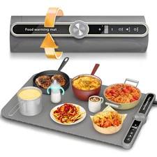 Food Warming Mat - Fast Heating Silicone Electric Warming Tray with 9 Level T...