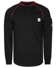 FR Shirts for Men 5.5oz Light Weight Henley Shirts Black Flame Resistant/Fire...