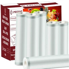 POTANE Vacuum Sealer Bags 4-pack Rolls, 8x25x4, Smell-Proof, Puncture Heavy Duty