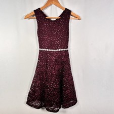 Speechless Kids Dress Girls Size 10 Party Church Sparkly Maroon Easter Holiday