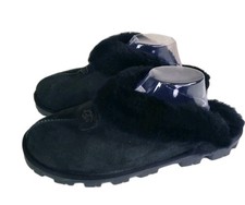 UGG Australia Coquette Black Slip On Suede Sheepskin Slipper Shoes Womens Sz 11