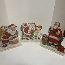Bethany Lowe Retro Vintage Style Christmas Santa Dummy Board Stand Ups Set of 3