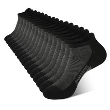 Men's Ankle Socks Moisture Wicking Breathable Odor Control Large 8 Pairs Black
