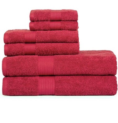 Ample Decor 100% Cotton 6 Piece Bathroom Towels Set 600 GSM Red NWT