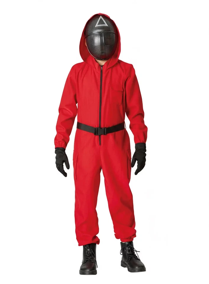 MASKWORLD Korean Game Aufseher - Halloween Kostüm Kinder - Roter Kinderoverall der
