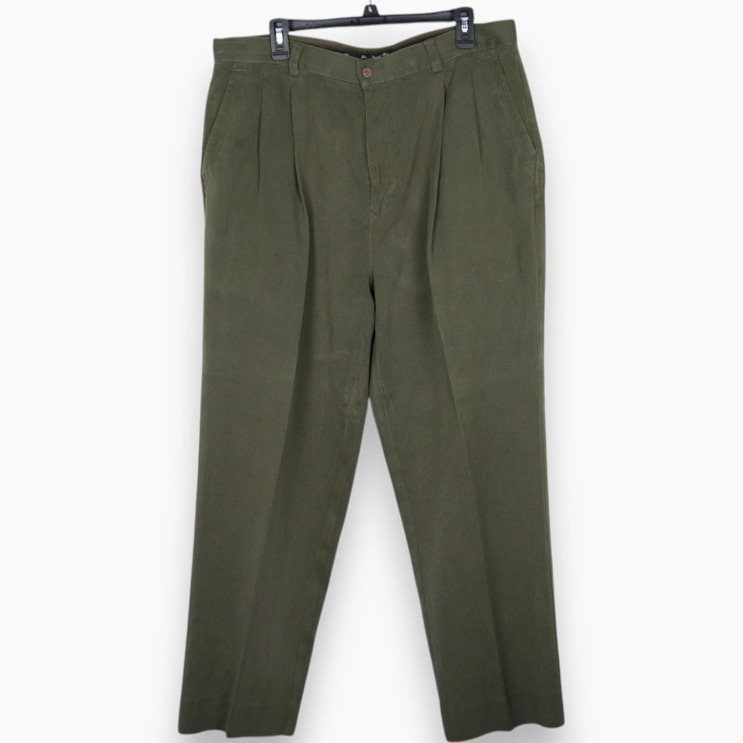 Tommy Bahama Relax Silk Pants 40x28 Olive Green Pleated Lightweight Casual