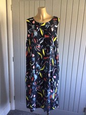 Ladies Arty Boho Dress UK 20 Scoop Neck Sleeveless 45” L By Siren Excellent