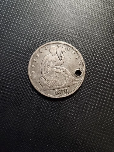 1876 Seated Liberty Half Dollar With Hole