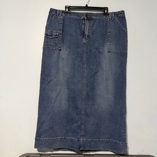 Venezia Blue Denim Maxi Skirt Size 20 Medium Wash Cotton Blend Long Jean Skirt