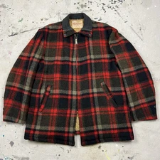 Vintage 60s Richman Brother Wool Plaid Clicker Car Club Jacket Men XL Rockabilly