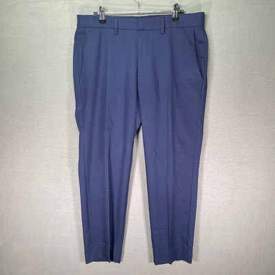 Haggar Active Series Dress Pants Mens 32x30 Navy Slim Fit Stretch Comfort