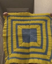 Vintage Handmade Crochet Granny Square Baby Blanket