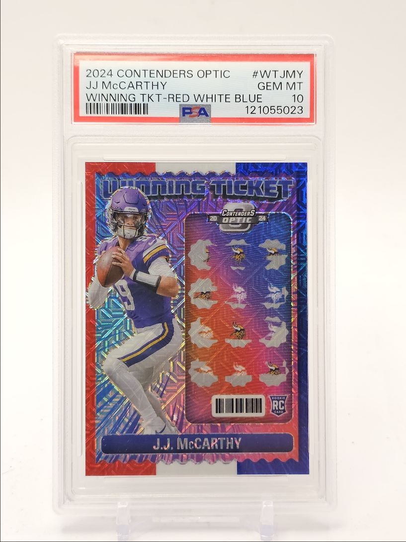 JJ McCarthy Panini Contenders Optic Winning Tickets #WTJMY Red White Blue